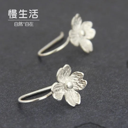 Blossom Arc Floral Drop Earrings — 925 Sterling Silver & Gold Accents | MURPS