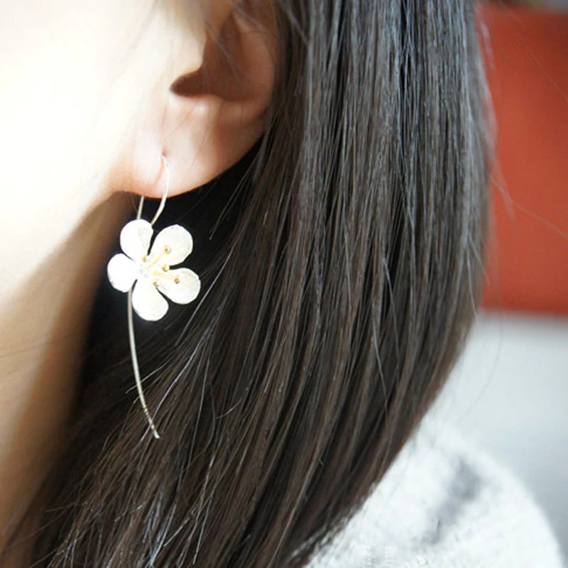 Blossom Arc Floral Drop Earrings — 925 Sterling Silver & Gold Accents | MURPS