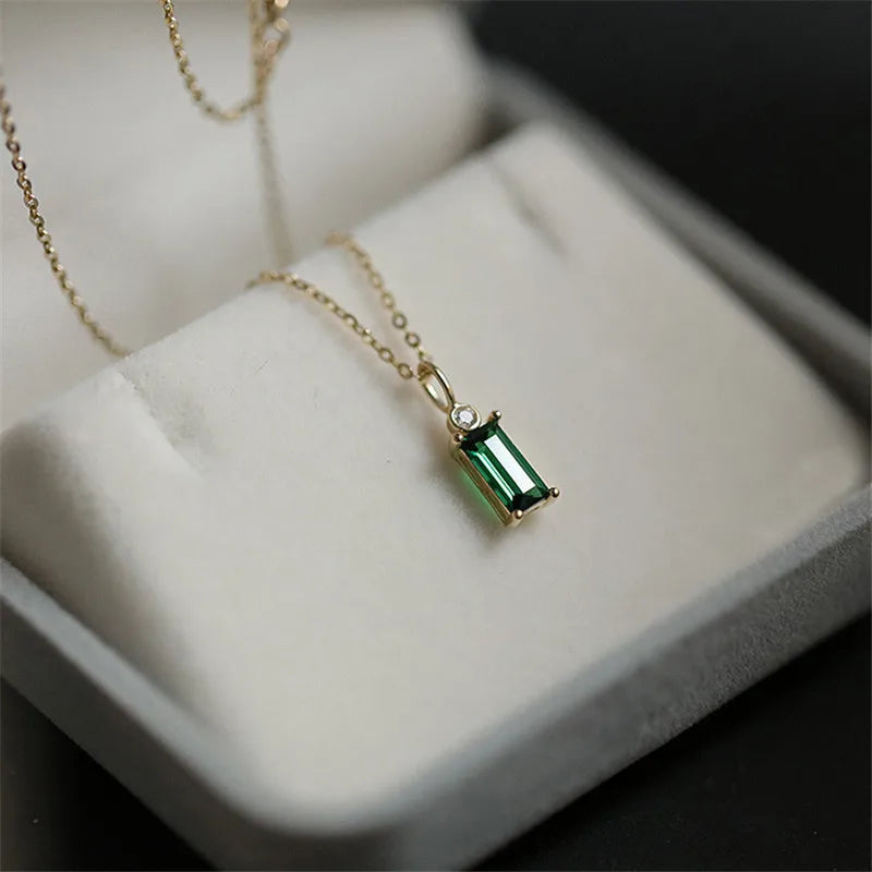 Verdant Baguette CZ Pendant - 14K Gold-Plated 925 Sterling Silver | MURPS