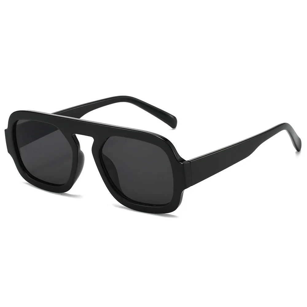 Murps AeroSquare retro pilot sunglasses in black frame with black gray lenses