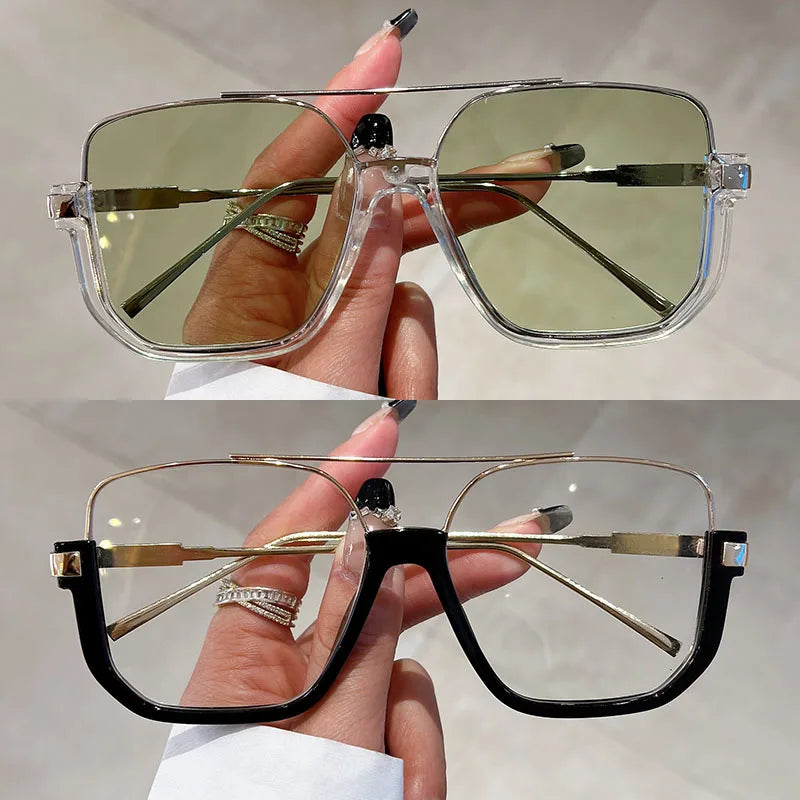 Murps Sunglasses | 2 Pairs Per Set Square Sunglasses Fashion Vintage Double Bridge Casual Sun Glasses Women Stylish Oversized Brand Design Shades