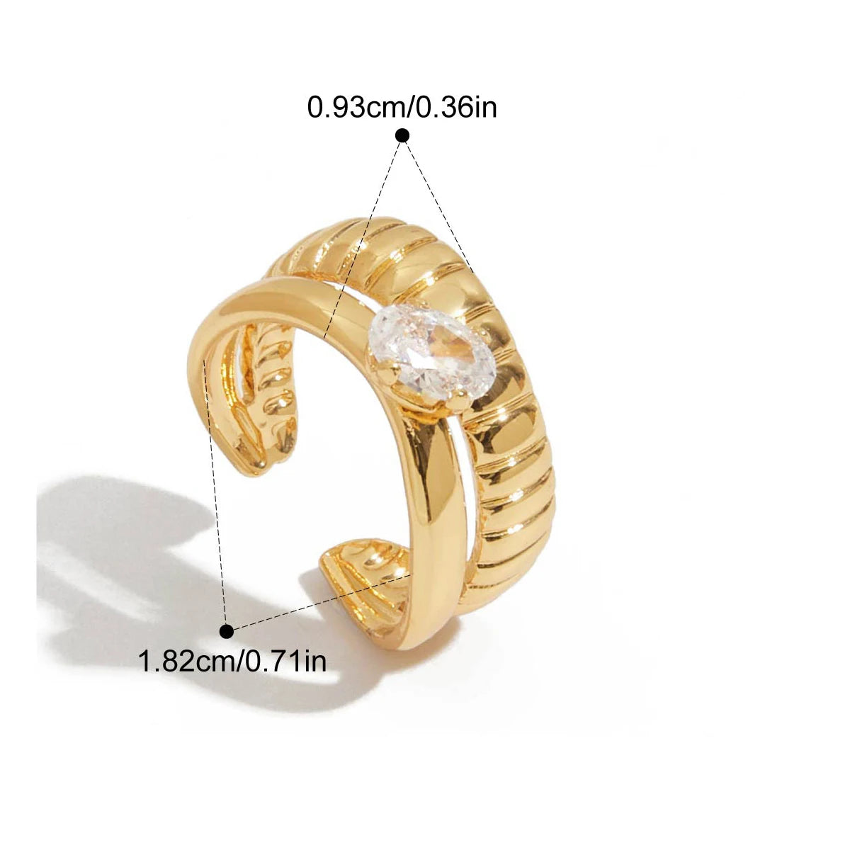 Sculpted Zircon Statement Ring | 18k Gold Plated Stainless Steel