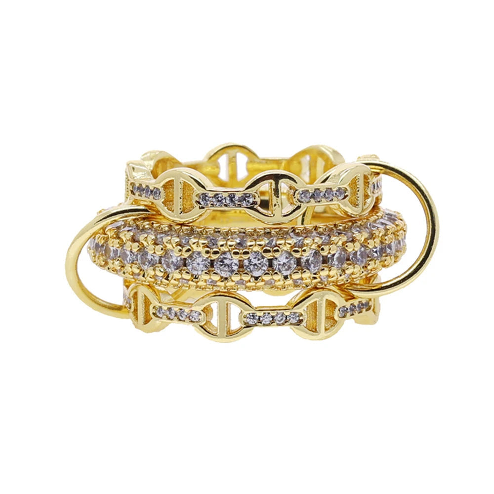 Murps 18K Gold-Plated CZ Chain Link Teardrop Ring – Adjustable Sizes