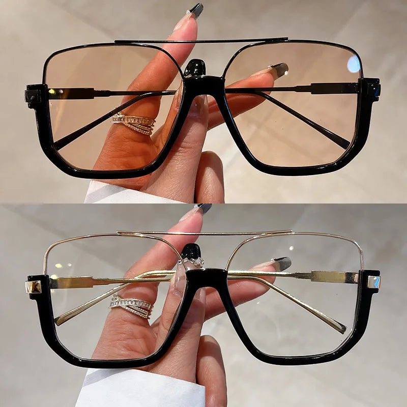 Murps Sunglasses | 2 Pairs Per Set Square Sunglasses Fashion Vintage Double Bridge Casual Sun Glasses Women Stylish Oversized Brand Design Shades