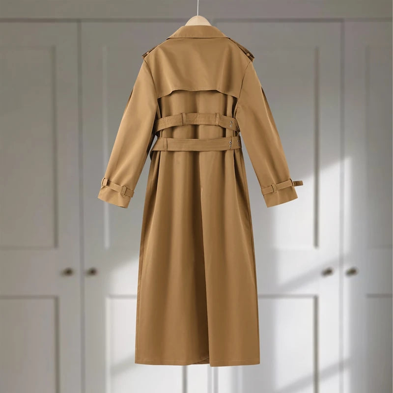 Double-Breasted Khaki Trench – Double Belt, Lapel Collar (Short & Long)