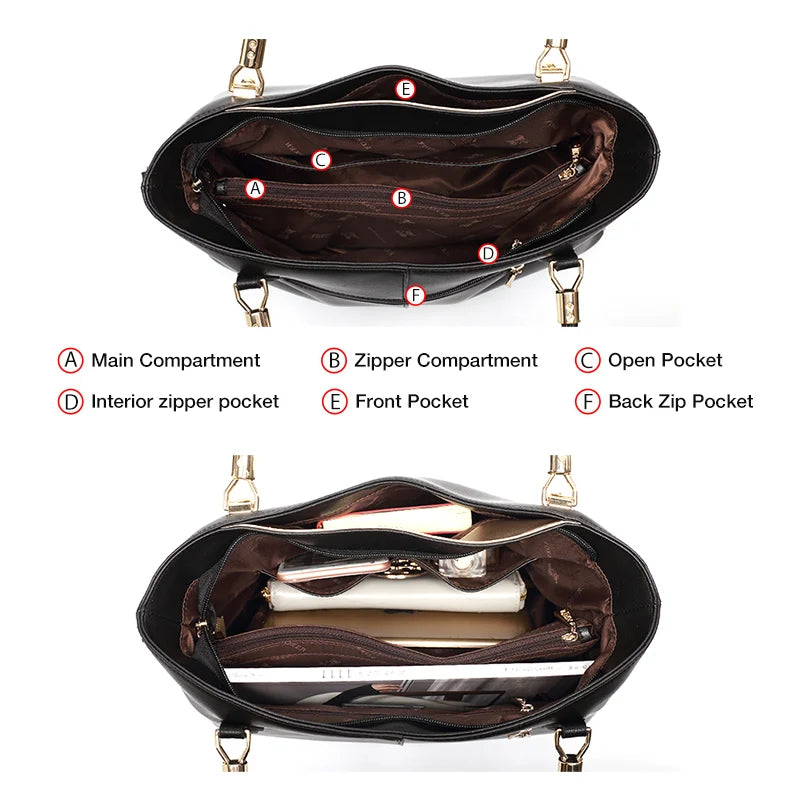 FOXER Split Leather Shoulder Tote Handbag for Women