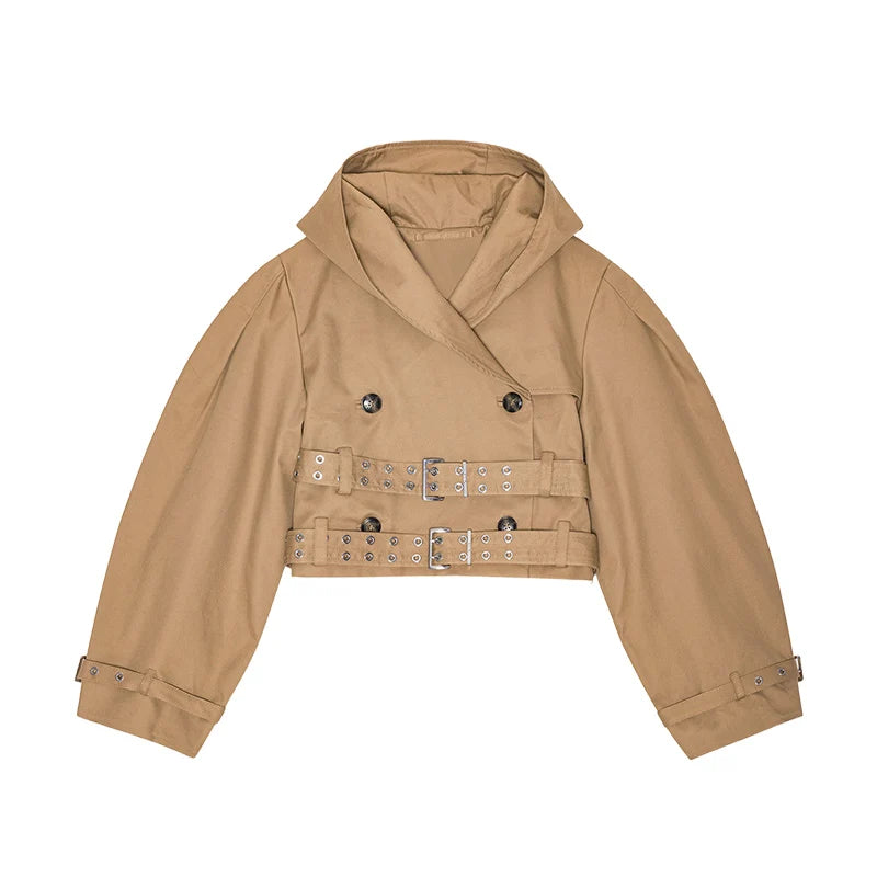 Double-Breasted Khaki Trench – Double Belt, Lapel Collar (Short & Long)
