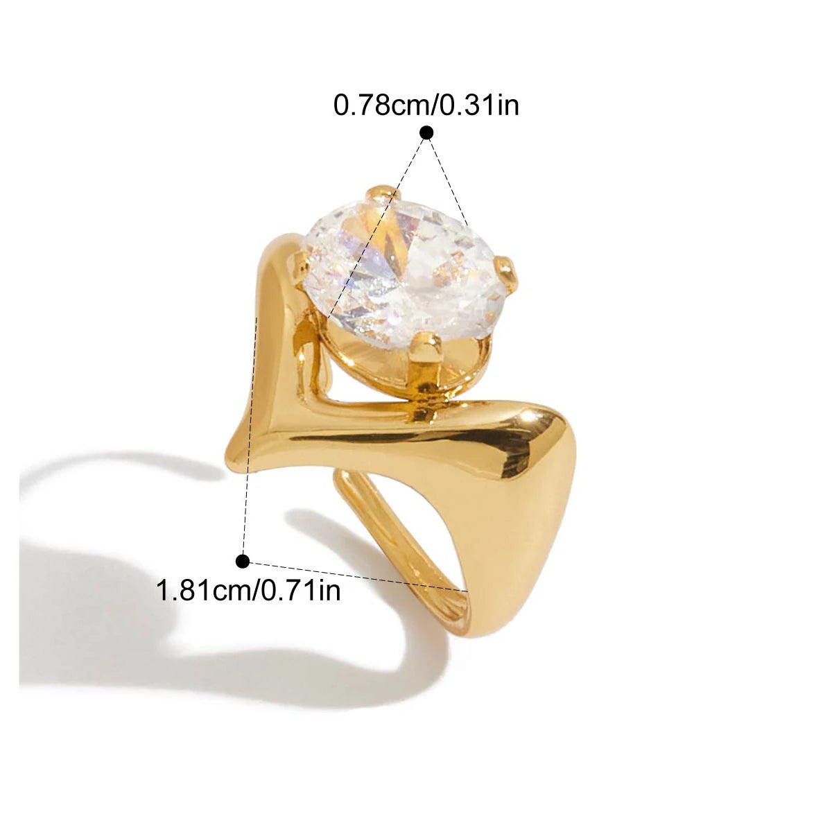 Sculpted Zircon Statement Ring | 18k Gold Plated Stainless Steel