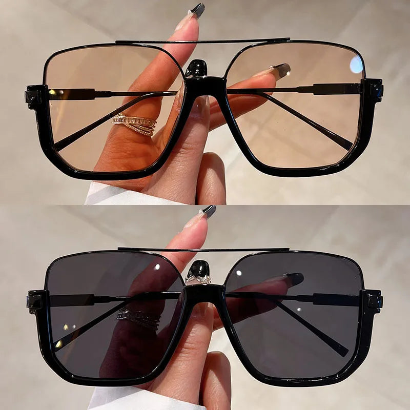 Murps Sunglasses | 2 Pairs Per Set Square Sunglasses Fashion Vintage Double Bridge Casual Sun Glasses Women Stylish Oversized Brand Design Shades