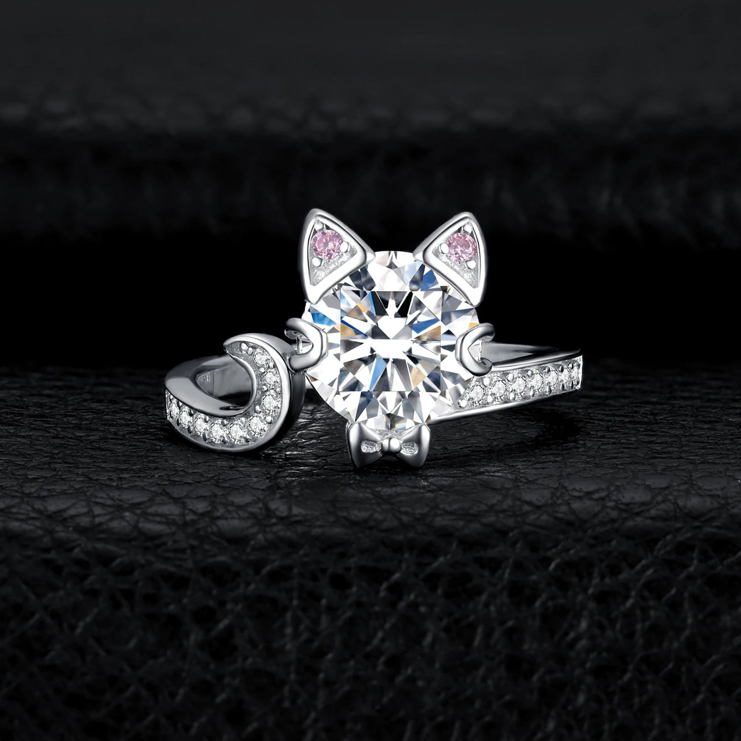 Murps Love Cat Ring – 925 Sterling Silver CZ Adjustable Band