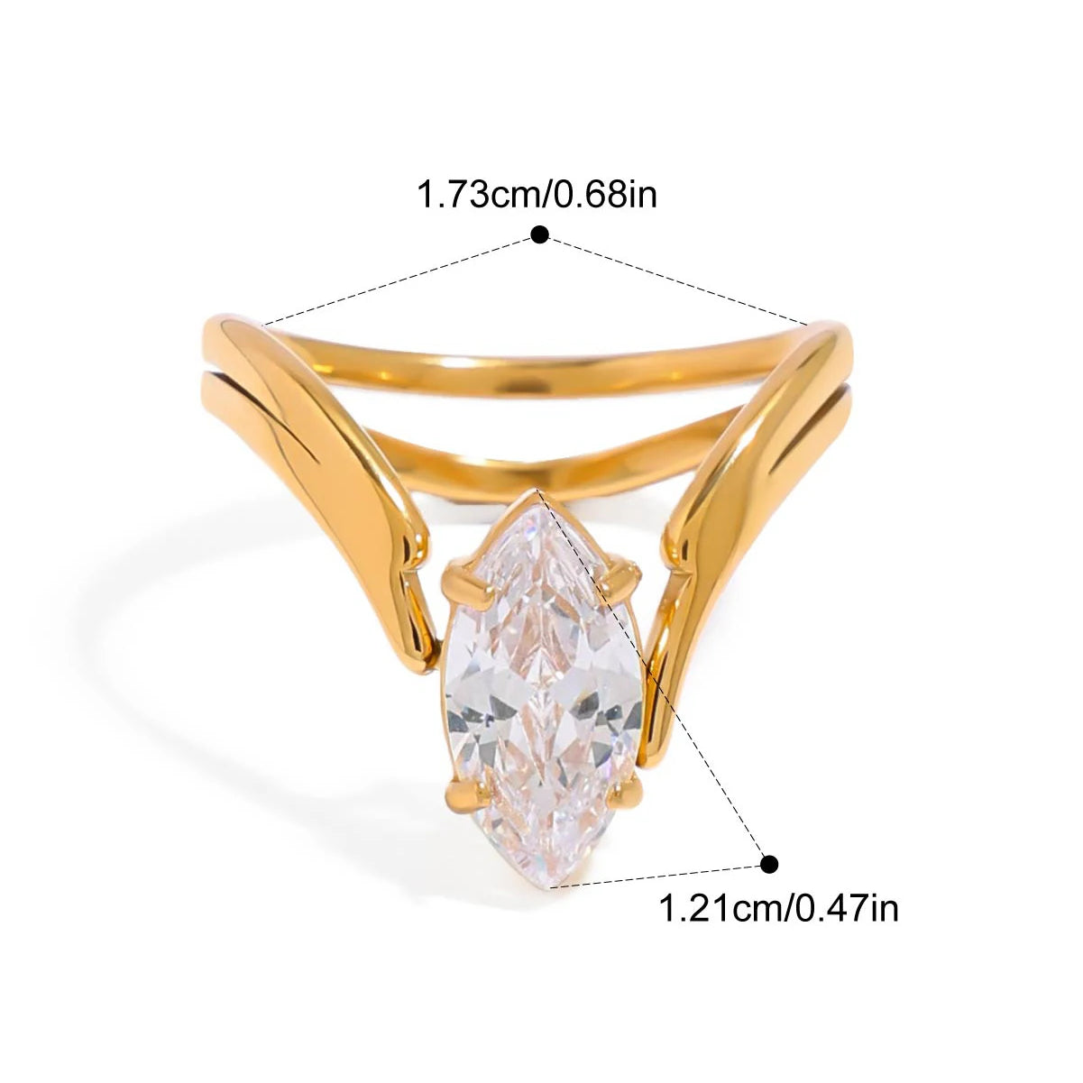 Sculpted Zircon Statement Ring | 18k Gold Plated Stainless Steel