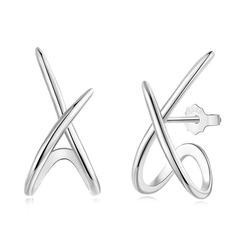 Crossline X Stud Earrings - 925 Sterling Silver | MURPS