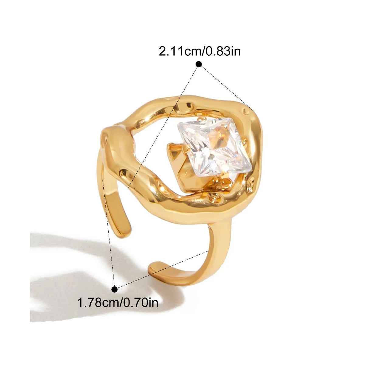 Sculpted Zircon Statement Ring | 18k Gold Plated Stainless Steel