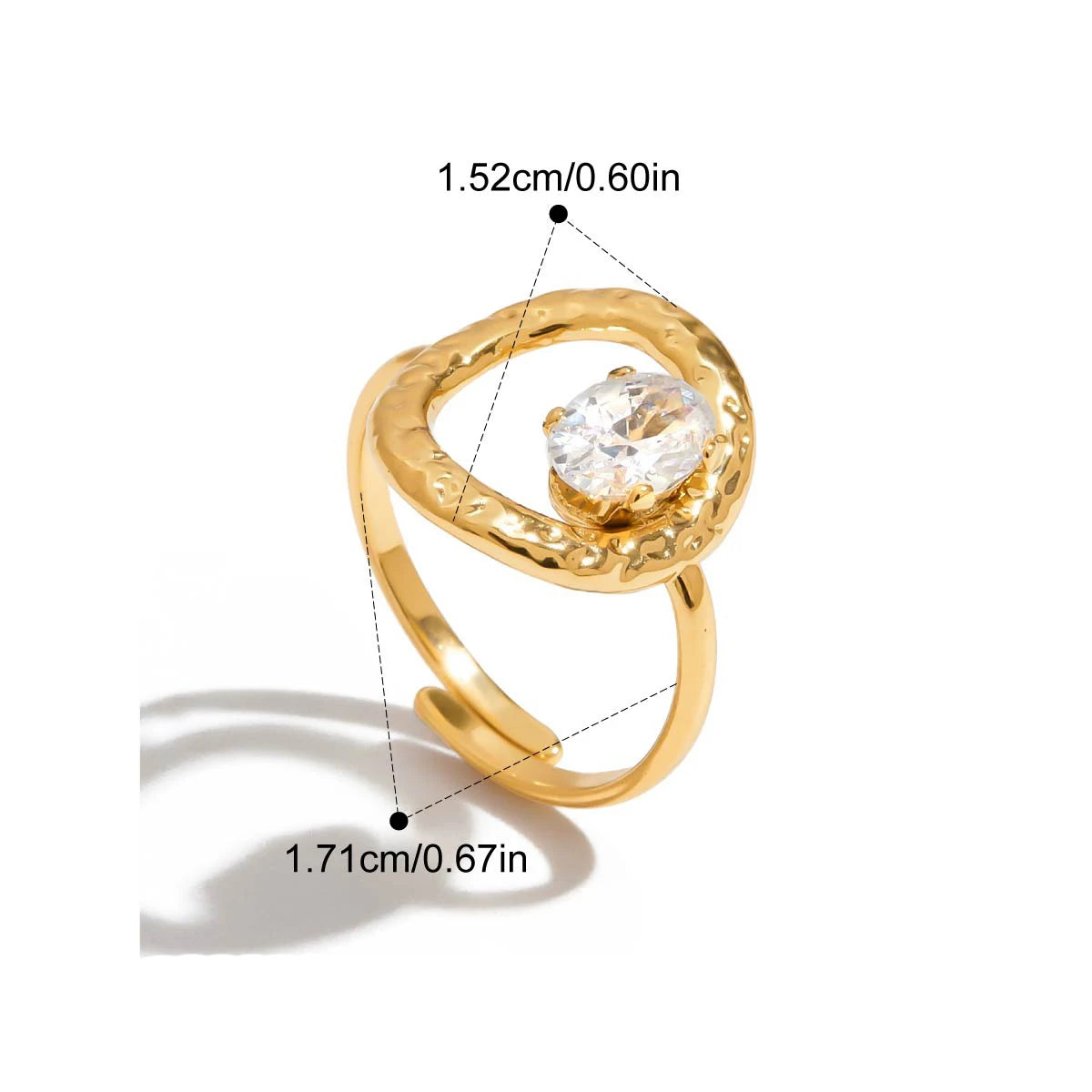 Sculpted Zircon Statement Ring | 18k Gold Plated Stainless Steel