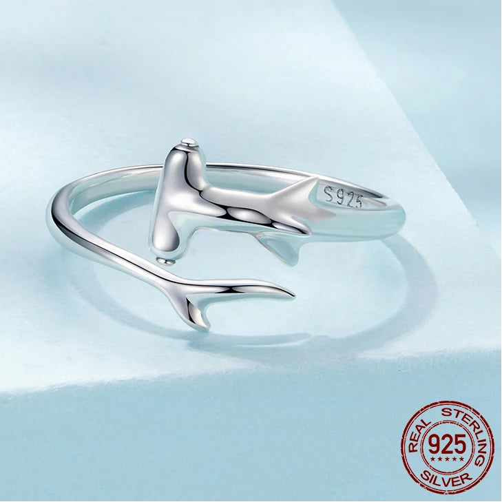 Hammerhead Shark Open Ring | 925 Sterling Silver Adjustable Animal Ring