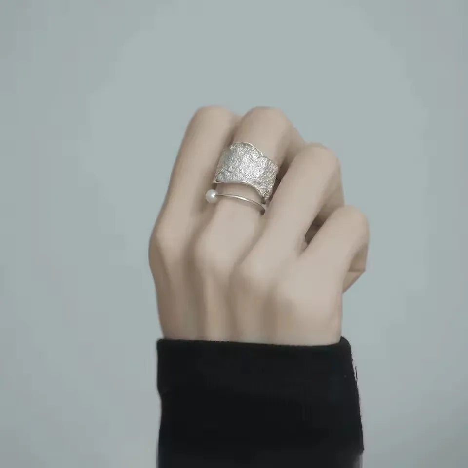 Murps 925 Sterling Silver Adjustable Statement Ring – Minimalist & Vintage Styles