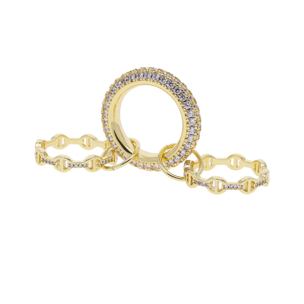 Murps 18K Gold-Plated CZ Chain Link Teardrop Ring – Adjustable Sizes