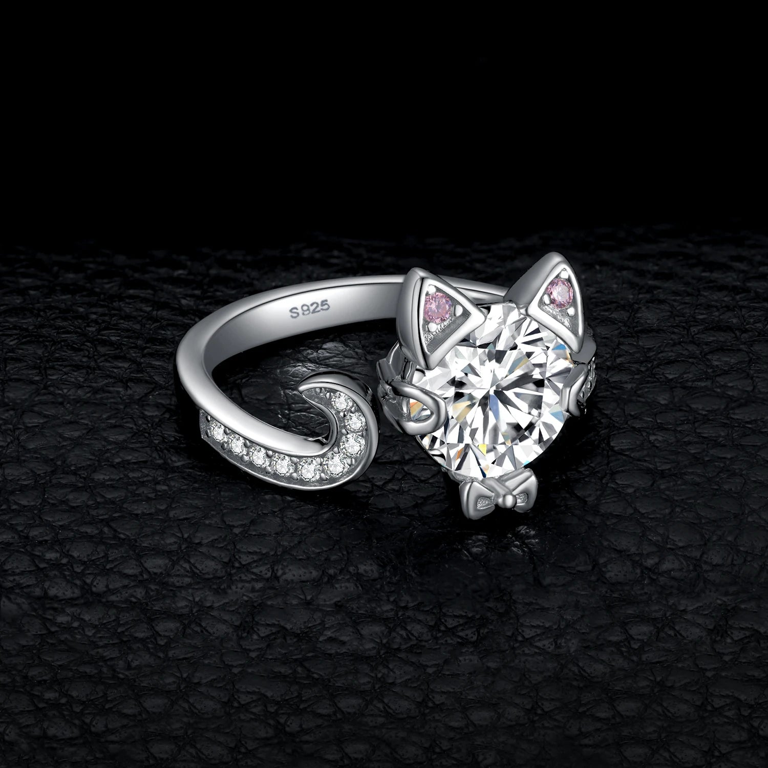 Murps Love Cat Ring – 925 Sterling Silver CZ Adjustable Band