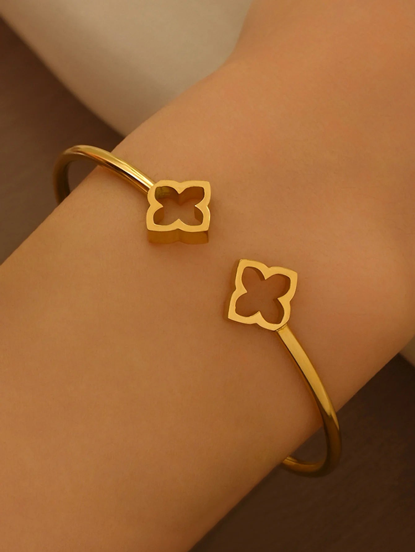 Four-Leaf Clover CZ Stainless Steel Bracelet Set - Waterproof - Fade-Resistant (1 or 3 pcs)