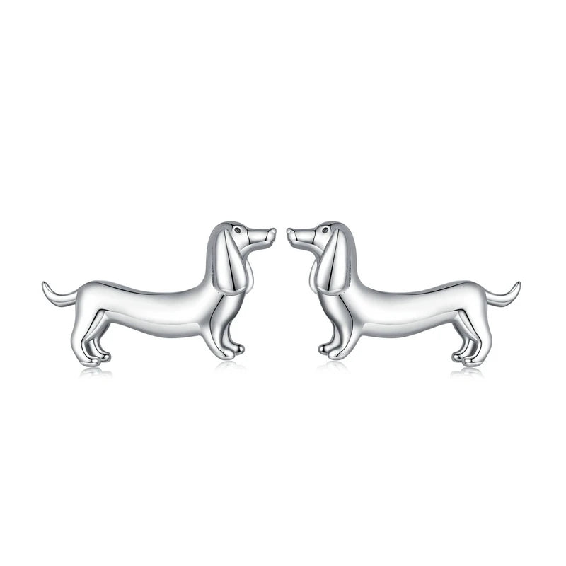 925 sterling silver dachshund dog adjustable ring on hand