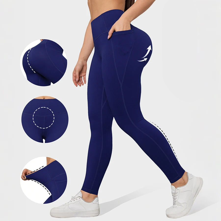 purple high-waist yoga leggings with side phone pockets – Murps