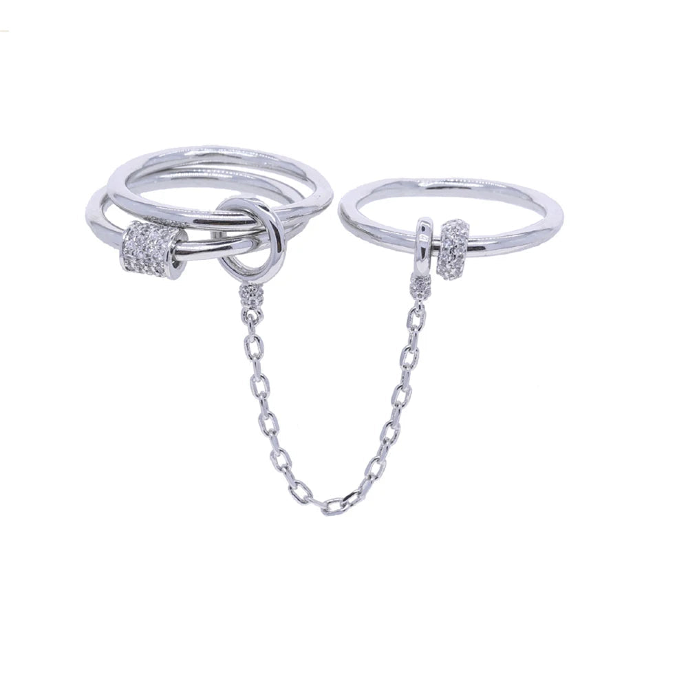 Murps 18K Gold-Plated CZ Chain Link Teardrop Ring – Adjustable Sizes