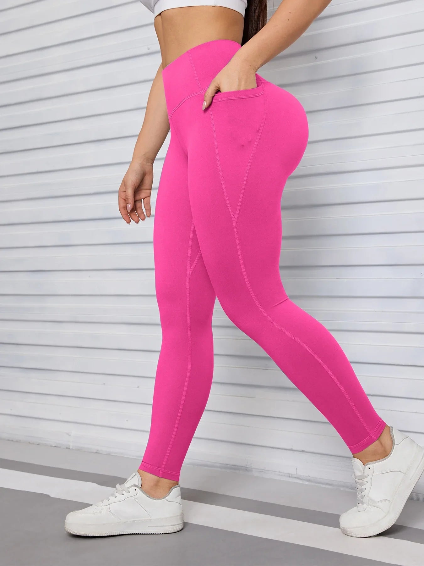 Rose high-waist yoga leggings with side phone pockets – Murps