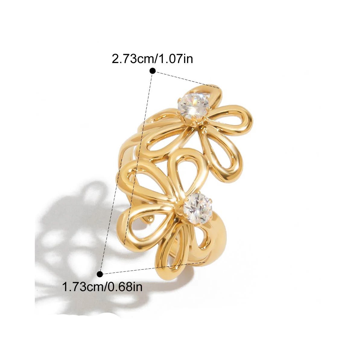 Sculpted Zircon Statement Ring | 18k Gold Plated Stainless Steel