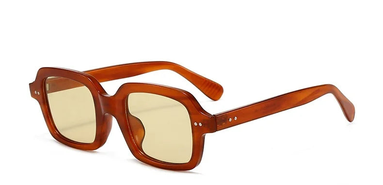 Retro Square Sunglasses for Women | Glossy Frame With Stud Accents UV400