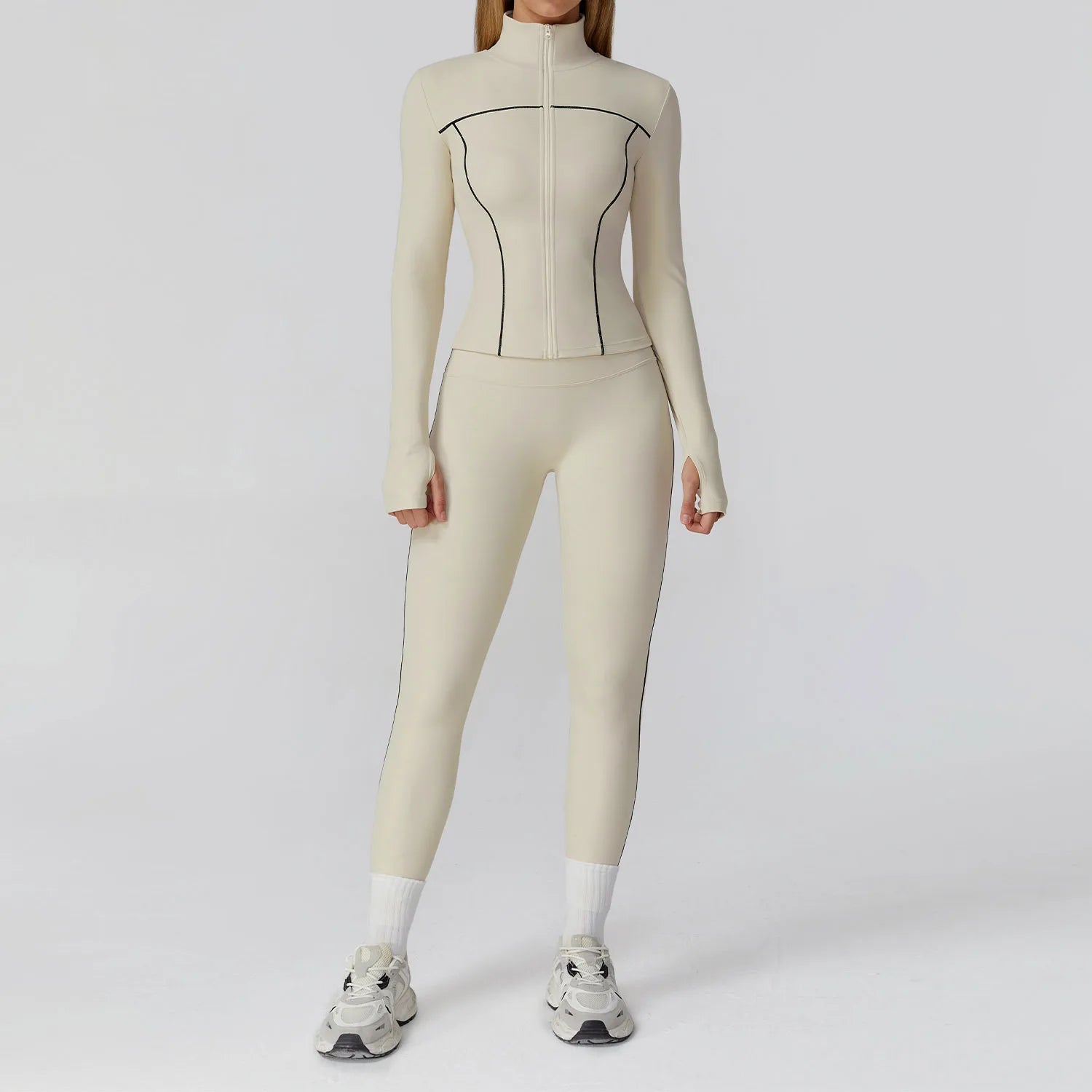 Sculpt-Contour Active Set 2/3-Piece – Zip Jacket, Bra & High-Waist Leggings