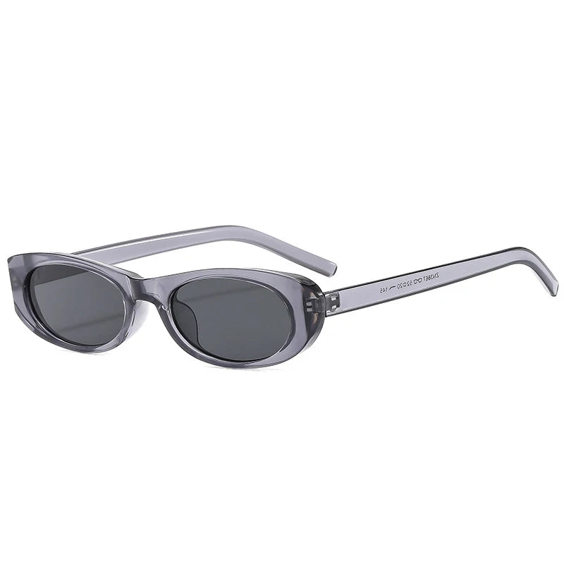 narrow rectangle cat eye sunglasses in glossy black with uv400 lenses