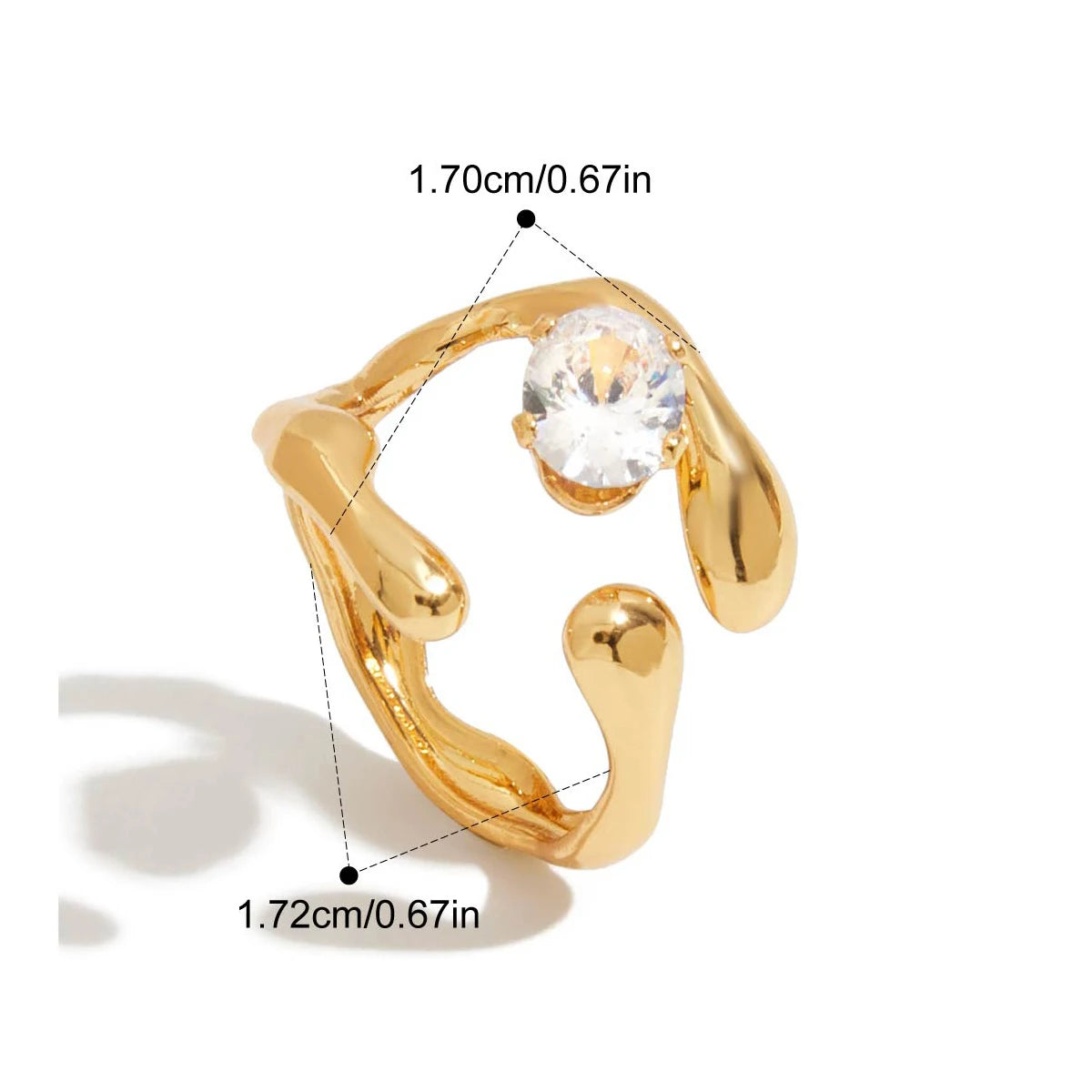 Sculpted Zircon Statement Ring | 18k Gold Plated Stainless Steel