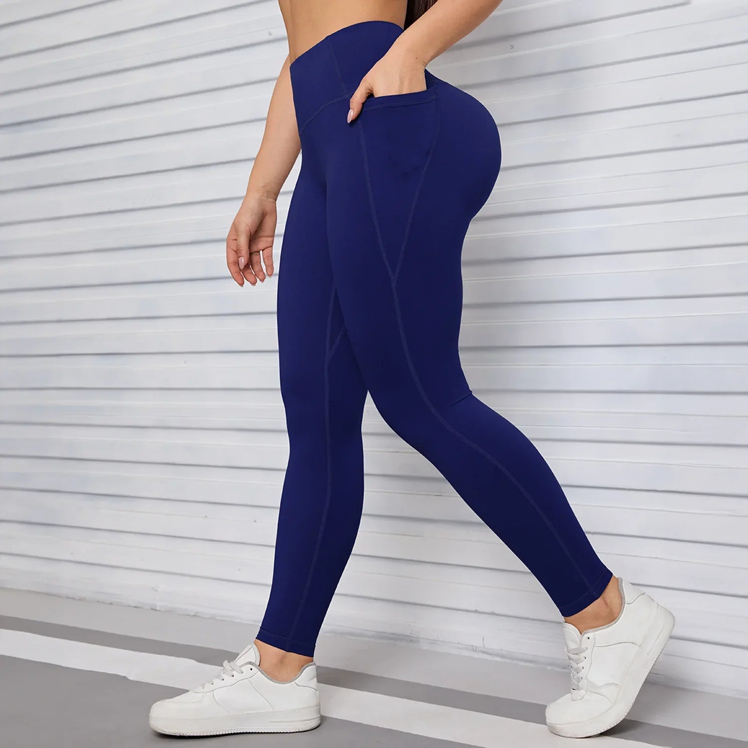 purple high-waist yoga leggings with side phone pockets – Murps