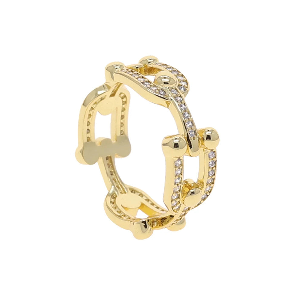 Murps 18K Gold-Plated CZ Chain Link Teardrop Ring – Adjustable Sizes