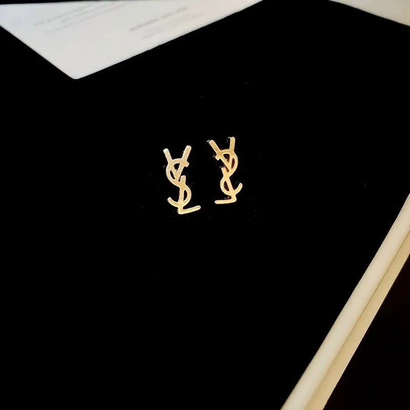 Monogram Letter Stud Earrings – Gold & Silver-Tone, Screw-Back