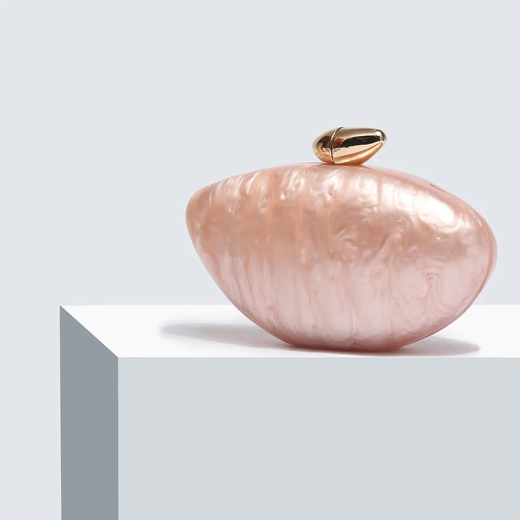 Ellipse Acrylic Evening Clutch with Chain – Designer Minaudière for Party & Wedding