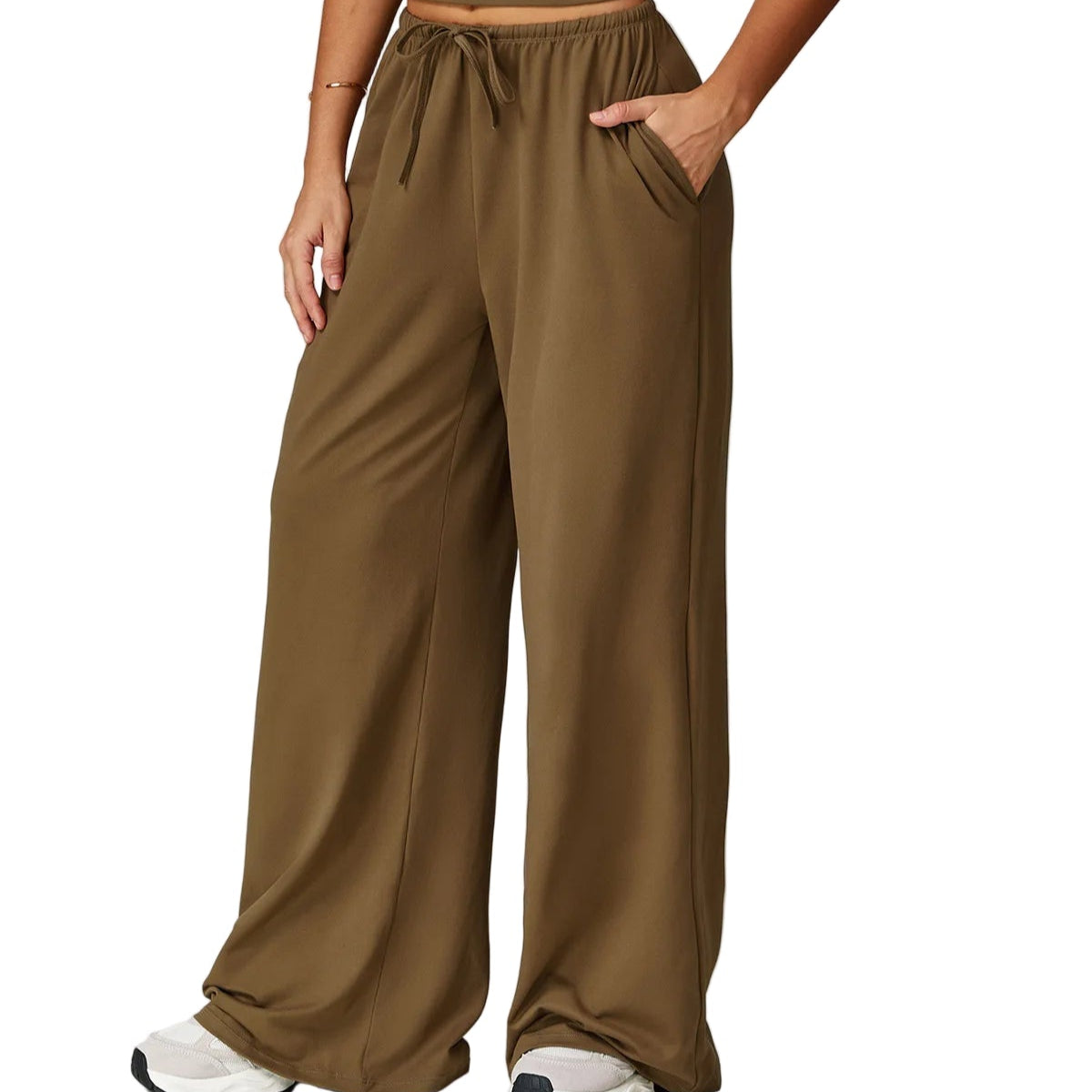 Murps Women’s Wide-Leg Drawstring Pants with Pockets – Lounge & Yoga