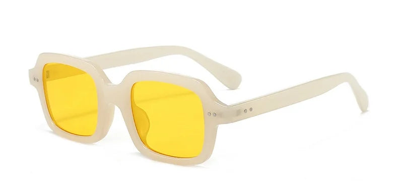 Retro Square Sunglasses for Women | Glossy Frame With Stud Accents UV400