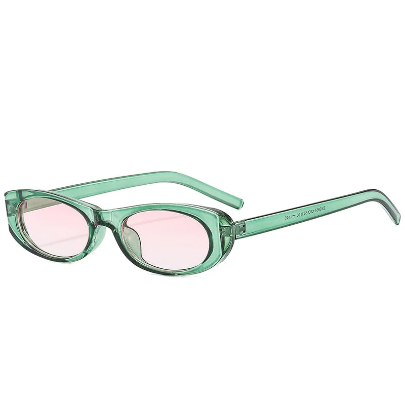 narrow rectangle cat eye sunglasses in glossy black with uv400 lenses