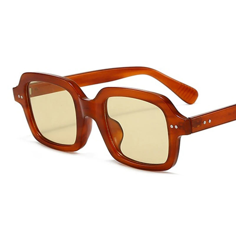 Retro Square Sunglasses for Women | Glossy Frame With Stud Accents UV400