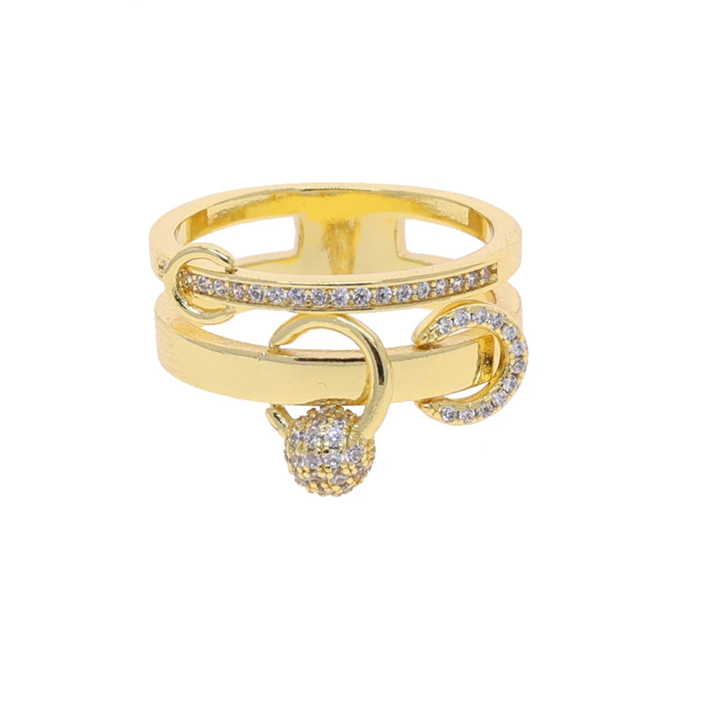 Murps 18K Gold-Plated CZ Chain Link Teardrop Ring – Adjustable Sizes