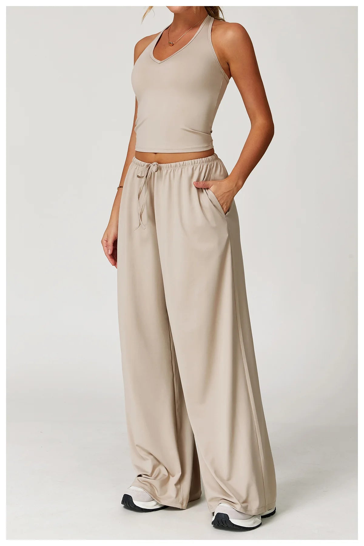 Murps Women’s Wide-Leg Drawstring Pants with Pockets – Lounge & Yoga