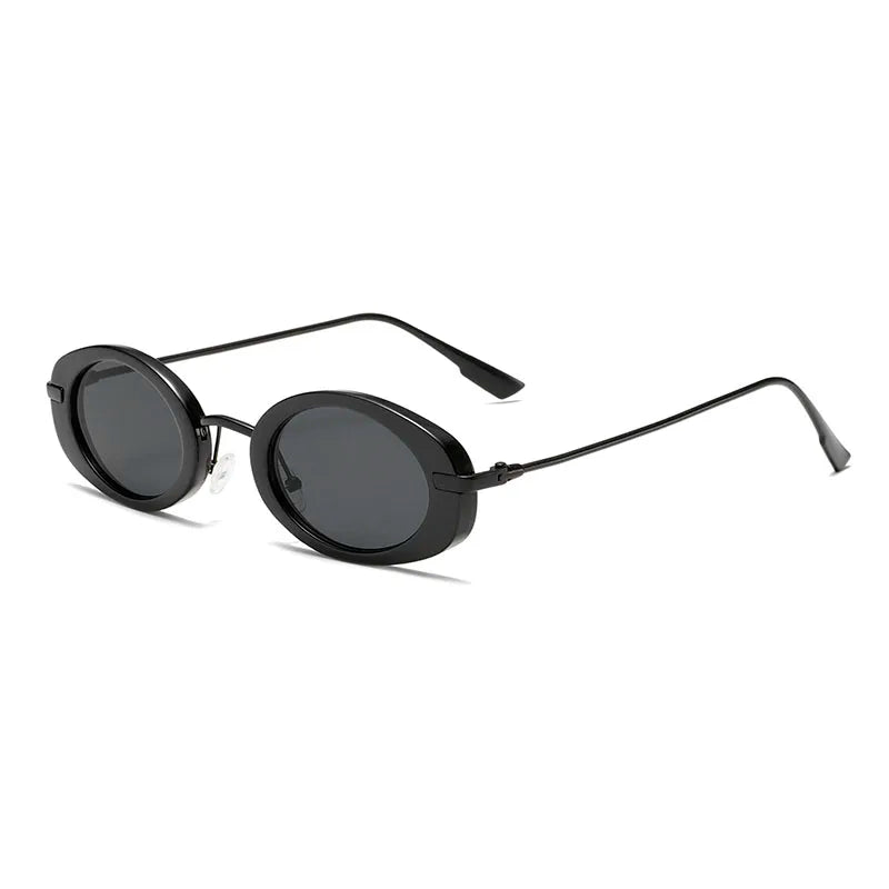 Retro Round Metal Sunglasses for Women - UV400 Anti-Glare, Oval Lenses