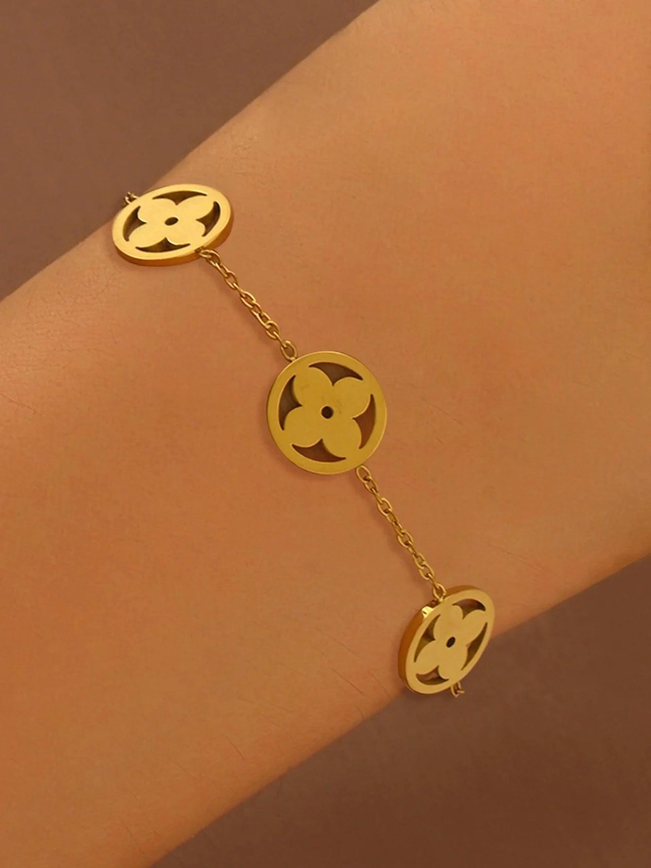 Four-Leaf Clover CZ Stainless Steel Bracelet Set - Waterproof - Fade-Resistant (1 or 3 pcs)