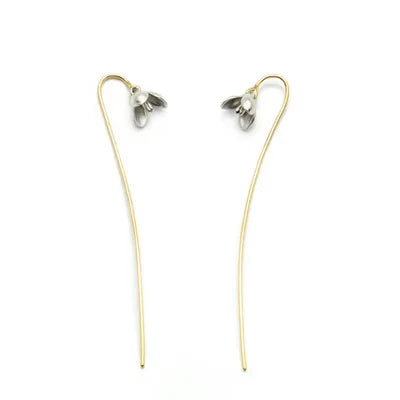 Blossom Arc Floral Drop Earrings — 925 Sterling Silver & Gold Accents | MURPS