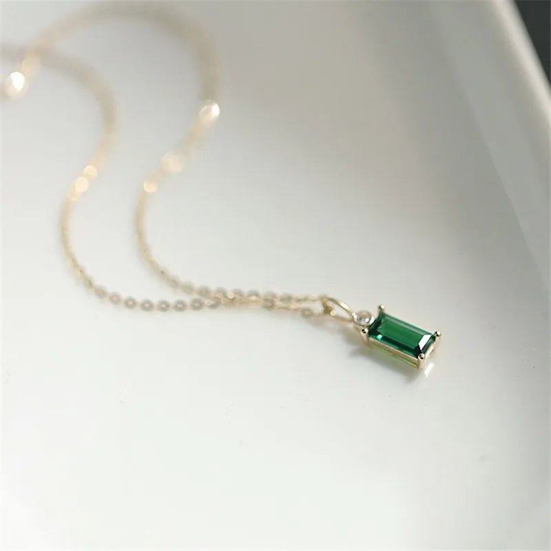 Verdant Baguette CZ Pendant - 14K Gold-Plated 925 Sterling Silver | MURPS