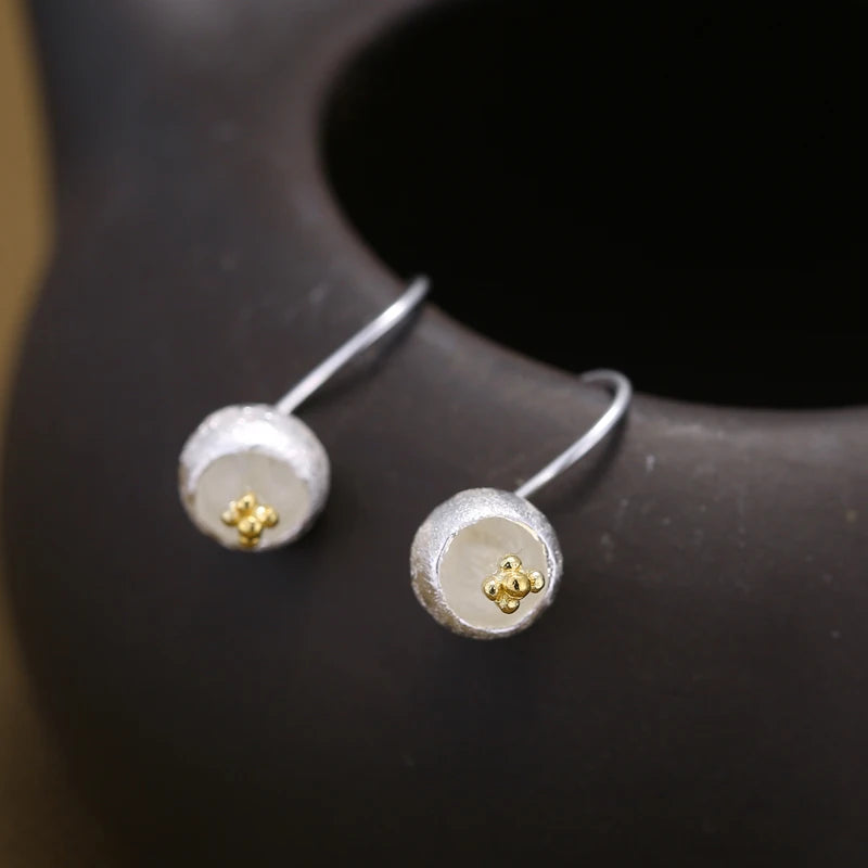 Blossom Arc Floral Drop Earrings — 925 Sterling Silver & Gold Accents | MURPS