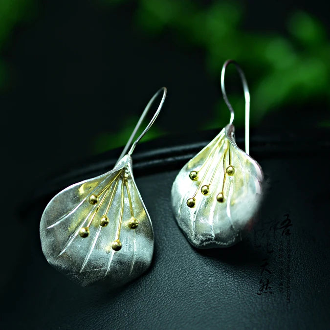 Blossom Arc Floral Drop Earrings — 925 Sterling Silver & Gold Accents | MURPS