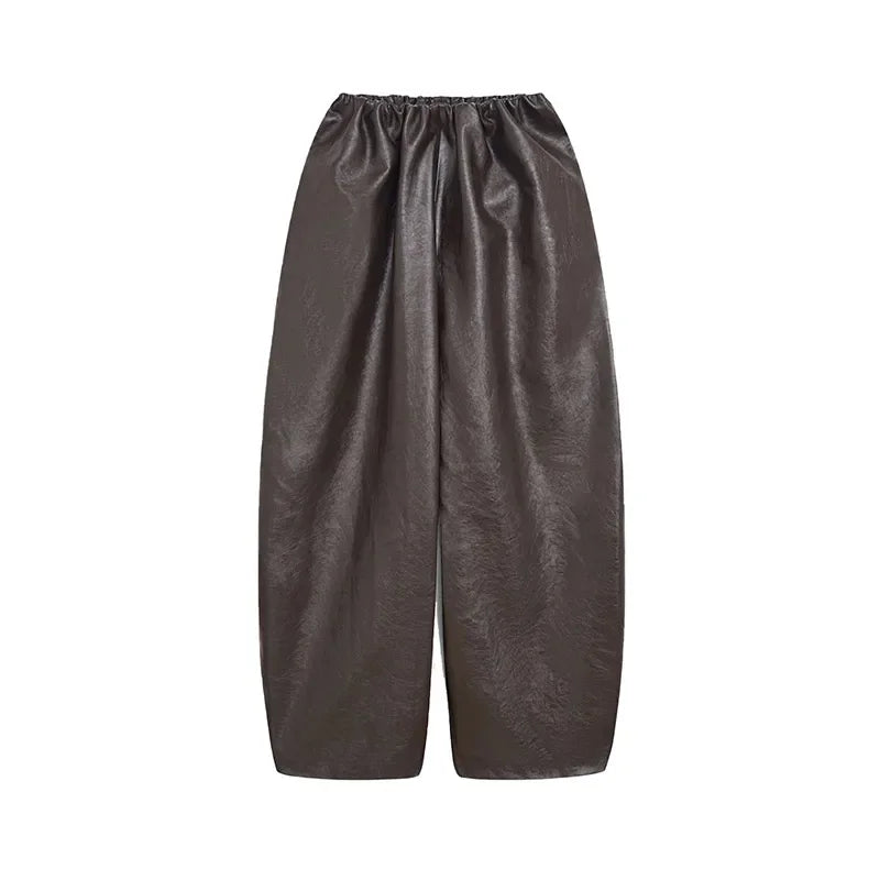 Olive Faux Leather Oversized Bomber Jacket for Women - Murps Luxury