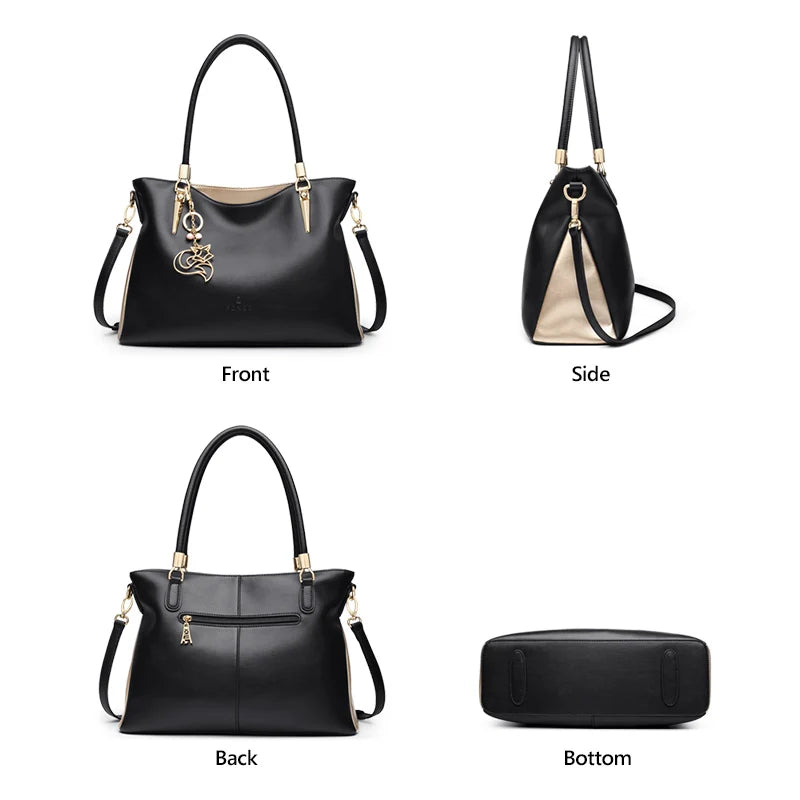 FOXER Split Leather Shoulder Tote Handbag for Women
